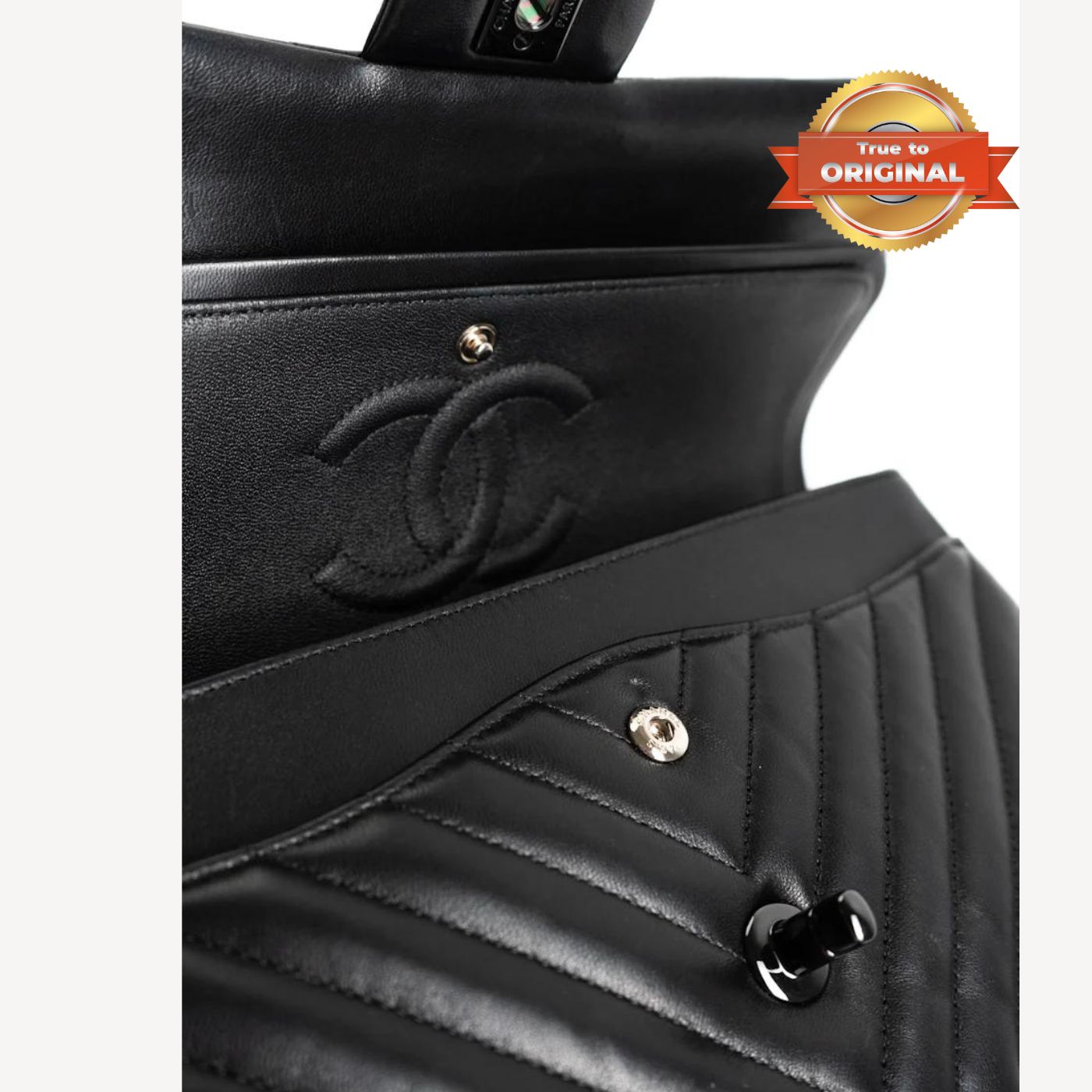 [True-to-ORIGINAL] Chanel Chevron Classic Handbag Black For Women 10.2in/26cm
